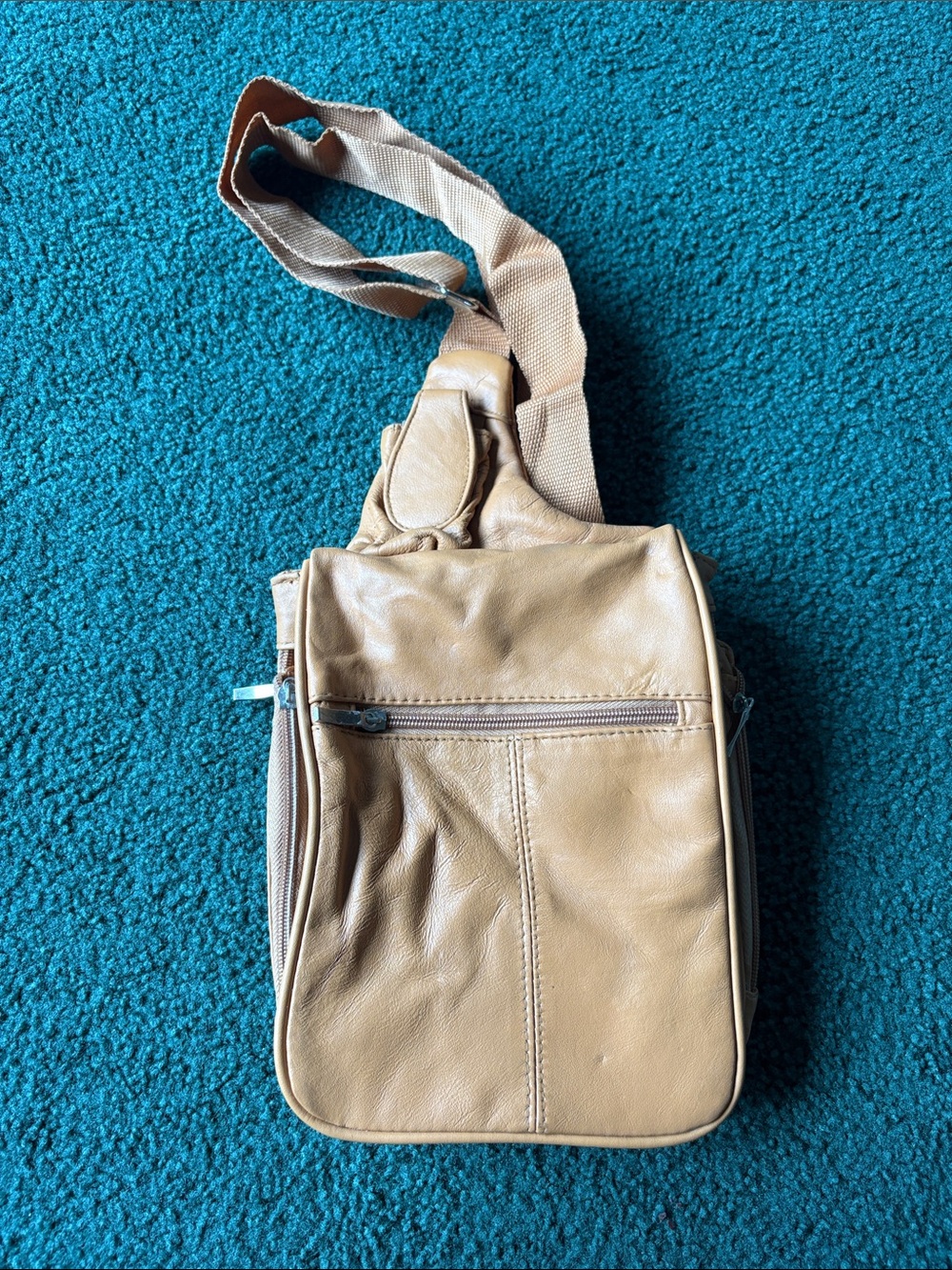 Tan Leather Crossbody Sling Bag
